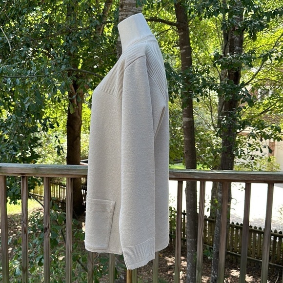 VINTAGE Taupe Cardigan Front Pockets Vertical/Horizontal Stitching XL - Picture 5 of 12